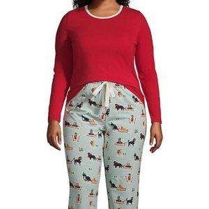 NWT Land's End Women's Plus Size Knit Pajama Set Dogs!  Winter! Christmas!